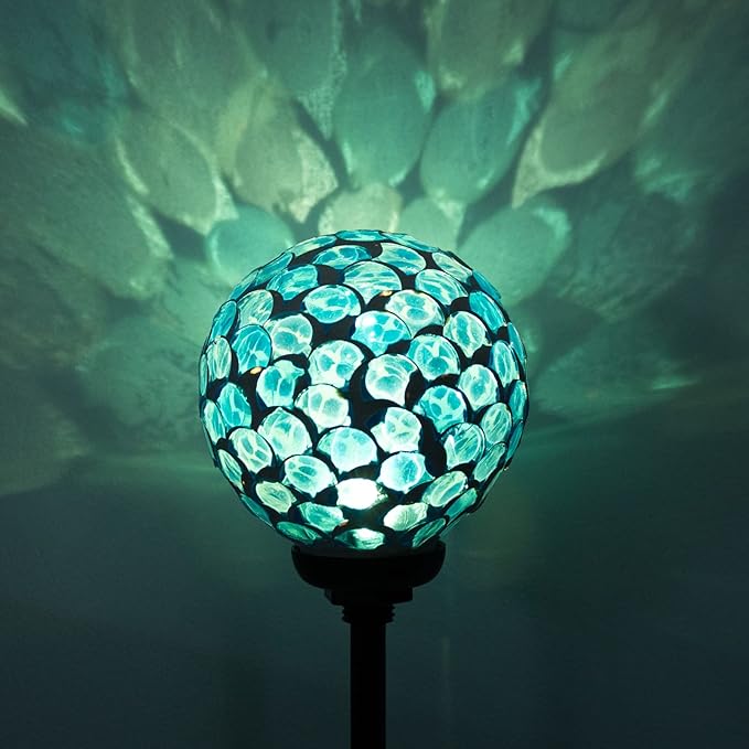VCUTEKA Solar Lights - Outdoor Garden Decor Mosaic Solar Pathway Light Waterpoof LED Stake Light for Landscape Lawn Patio Yard Decoration (Blue) 1 Pack