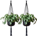 EBOOT 2 Pack 48 Inch Large Macrame Plant Hanger Rope to Hang Flower Pot Plant Holder for Indoor Outdoor Decorations, 4 Legs (Black)