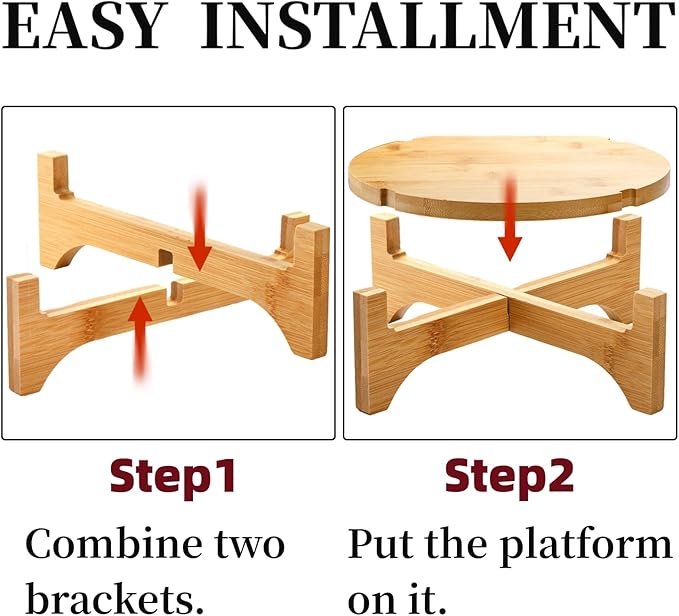 2 Pack Bamboo Plant Stand, Mid Century Modern Planter Stand, Detachable Flower Pot Holder, Sturdy Potted Plant Rack for Indoor Outdoor Garden Home, Fits Up to 8 Inch Planter (Pot Not Included)