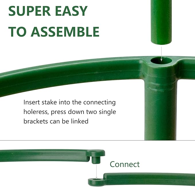 36Packs Plant Support Stake Half Round Plant Support for Indoor Plants, Stackable 3 Tier Garden Flower Support, Plant Rings for Tomato,Monstera, Peony, Hydrangea, Climbing Plants