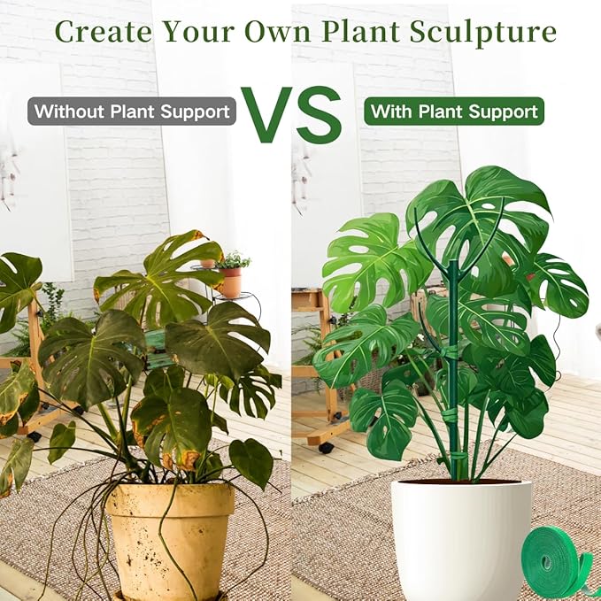 12 Pack Stackable Monstera Plant Support Stakes, 90inch Climbing Plant Sticks Structures with Garden Ties, Durable Alternative to Moss Pole for Indoor Outdoor Plants