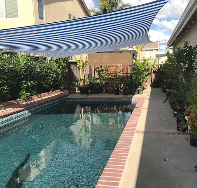 Quictent 20x26ft Sun Shade Sail for Patio, 185GSM Heavy Duty Rectangular Outdoor Sunshades UV Block Outside Canopy Cover for Backyard White and Blue Multi