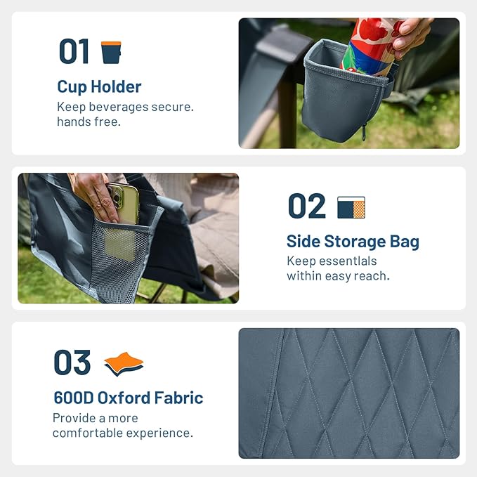 TIMBER RIDGE Hammock Camping Chair with Adjustable Backrest, Heavy Duty Folding Hammock Chair Supports 300lbs, Portable Hammock Chair for Camping, Travelling and Patio, Blue