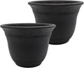 The HC Companies Sierra Round Self-Watering Pot - Lightweight Plastic Planter for Herbs & More - Durable Plant Pots for Indoor Plants & Outdoor Plants (10” Black Onyx, Pack of 2)