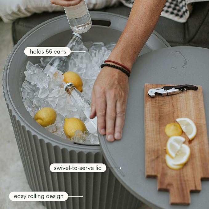 Veradek Outdoor Cooler Side Table - 2 in 1 - Designed for use as Outdoor Side Table, Patio Decor and Ice Chest