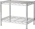 Xcity Storage Shelves, 2 Tier Heavy Duty Metal Shelving Unit with Wheels, 700 LBS Capacity Adjustable Steel Wire Shelf Organizer for Pantry, Kitchen, Garage, 14" D x 24" W x 20" H, Chrome