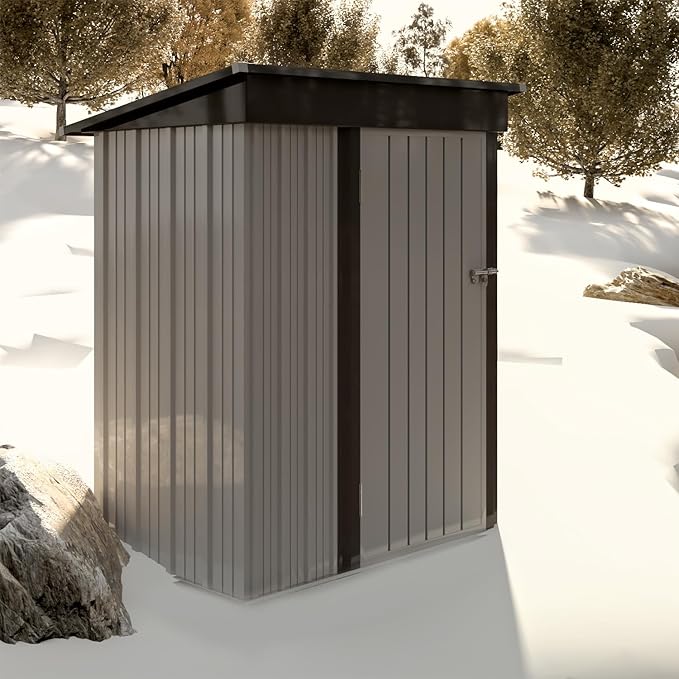 Greesum Metal Outdoor Storage Shed 5FT x 3FT, Steel Utility Tool Shed Storage House with Door & Lock, Metal Sheds Outdoor Storage for Backyard Garden Patio Lawn, White