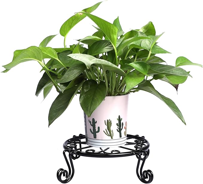 Black Plant Stand for Flower Pot Heavy Duty Potted Holder Indoor Outdoor Metal Rustproof Iron Garden Container Round Supports Rack for Planter Bronze, Pumpkin Stand Outdoor
