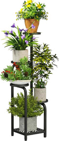 TOSKING 5 Tier Tall Plant Stand Indoor Outdoor, Heavy Duty Corner Shelf for Plants & Decor, Space Saving 3.9FT Metal Flower Pot Stand for Balcony, Garden, Living Room, Patio (Black, 47in)