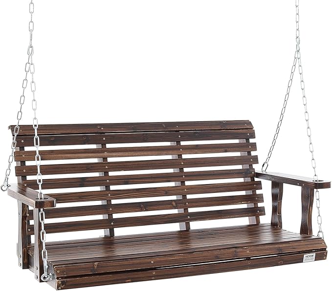 VEVOR Outdoor Wooden Porch Swing, 880lbs 4.5FT Heavy Duty Haning Porch Swings Bench Chair for Patio, Garden and Courtyard