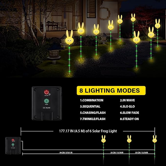 Easter Decorations Outdoor - Set of 3PCS Easter Gifts Decor with Cute Bunny Lights,Unique Housewarming Outside Gifts,Waterproof Solar Garden Stake Lights for Yard/Lawn/Birthday Decor