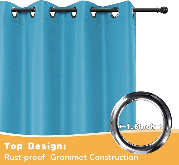 HolidayIdeas Outdoor Curtains for Patio Waterproof, 4 Panels - 54 x 84 Inch - Privacy Protection & Light Filtering Curtains Teal Grommet Outside Curtains for Porch, Gazebo, Pergola, Backyard