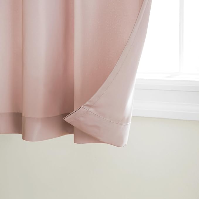TOWN & COUNTRY BASICS Cabana Solid Heavyweight Indoor Outdoor Curtains, Light Filtering Opacity with Grommet Top, Water Repellent, 2-Pack Set, 54"x84", Blush