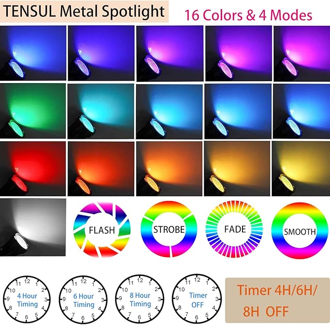 RGB Hallowmas Outdoor SpotLights with Timer(4/6/8H), 10W Metal case Color Changing Spot Light Outdoor Garden Yard Lawn Landscape Spot Lights IP65 Waterproof, 1 Lights