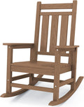 KINGYES Oversized Outdoor Rocking Chair, All-Weather Patio Rocking Chairs for Porch, HDPE Outdoor Patio Rockers with High Back & Wide Seat for Garden, Lawn, Brown
