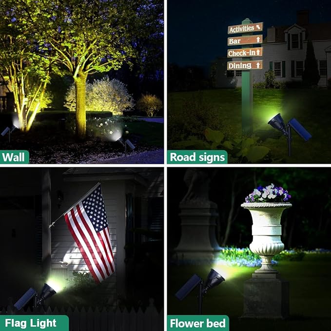 Solar Spot Lights Outdoor Waterproof, 18 LED 2 Mode Brightness Solar Spotlights Dusk to Dawn Landscape Lighting Flag Pole Lights for Garden Yard Tree Pool Sign Pathway, 4pack(Cool White)