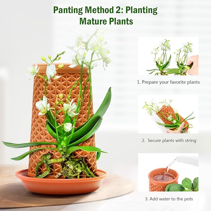 Plant Pots 5.7 Inch Self Watering Planters,Terracotta Pots with Drainage and Saucer,Hydroponic Clay Plant Pots Suitable for Indoor Plants,Orchid,African Violet,Flowers
