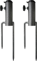 AMMSUN Patio Umbrella Steel Anchor Beach Umbrella Heavy Duty Metal Ground Grass Auger Holder Stands Base with Two Forks Ideal for Use in Soil For Flag, Fishing Rod, Outdoor, Park, Lawn