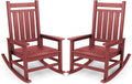 SERWALL Oversized Outdoor Rocking Chair Set of 2, HDPE Rocker for Adults, Patio Rocking Chairs for Porch, Crimson Red