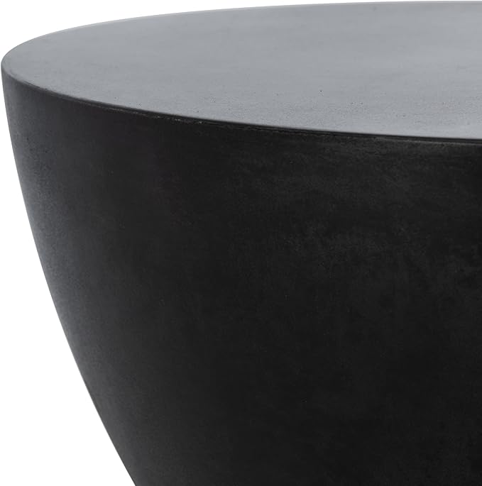 Safavieh Outdoor Athena Black Modern Concrete Round Accent Table