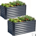 4x2x2ft (2 Pack) Raised Garden Bed - Galvanized Deep Root Planter Boxes Outdoor with Wing Nuts and Safety Edges for Gardening Vegetables, Flowers, Herbs, Succulents - Gray