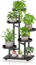 iDavosic.ly 5 Tier Plant Stand Indoor, Tiered Corner Metal Wood Multiple Flower Holder Shelf, Tall Orchid Display Rack for Patio Porch Living Room Balcony Outdoor, Black Walnut