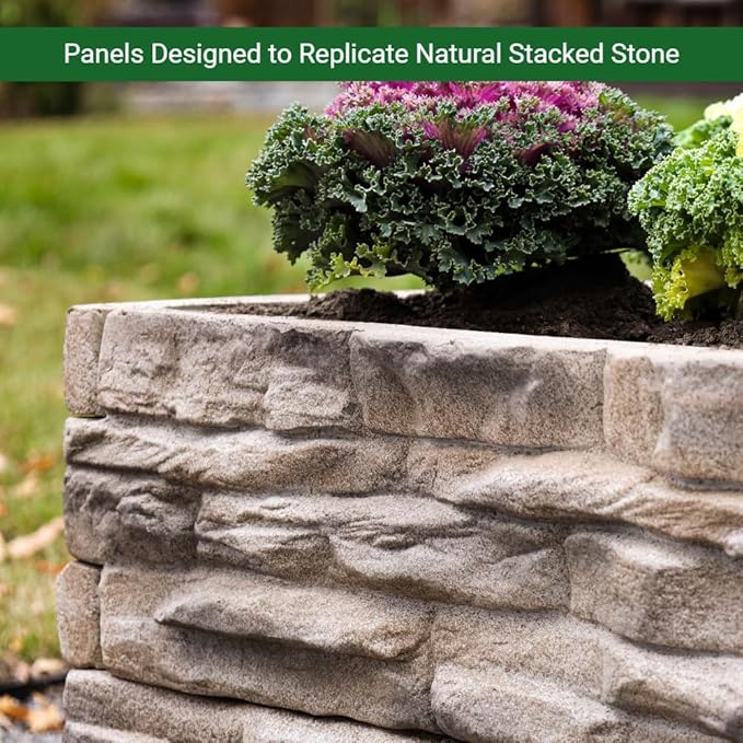 Raised Garden Bed Outdoor Tan/Brown Ledgestones Composite Polyurethane Natural Look Stone Garden Planter Box (4-Pack)