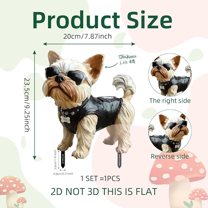 Fairy Garden Stake Decor, Acrylic 2D Garden Fairy Decoration, Fairy Garden Accessories for Outdoor Indoor Yard Lawn Pot Plants (Creative-Dog)