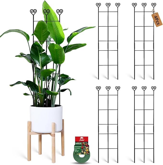 32in Large Indoor Plant Trellis for Climbing Plants, Expandable Metal Garden Trellis for Potted Plants, Tall Plant Supports for Ivy Pothos Hoya Monstera, 4p