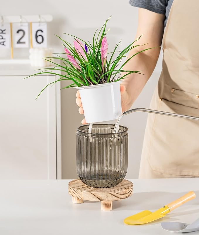 Melphoe Self Watering Pots for Indoor Plants Planter, 4.7 Inch 2 Pack Planters Self Watering Plant Pots for Flower, Houseplants, Succulent, African Violets and Cactus with Drainage