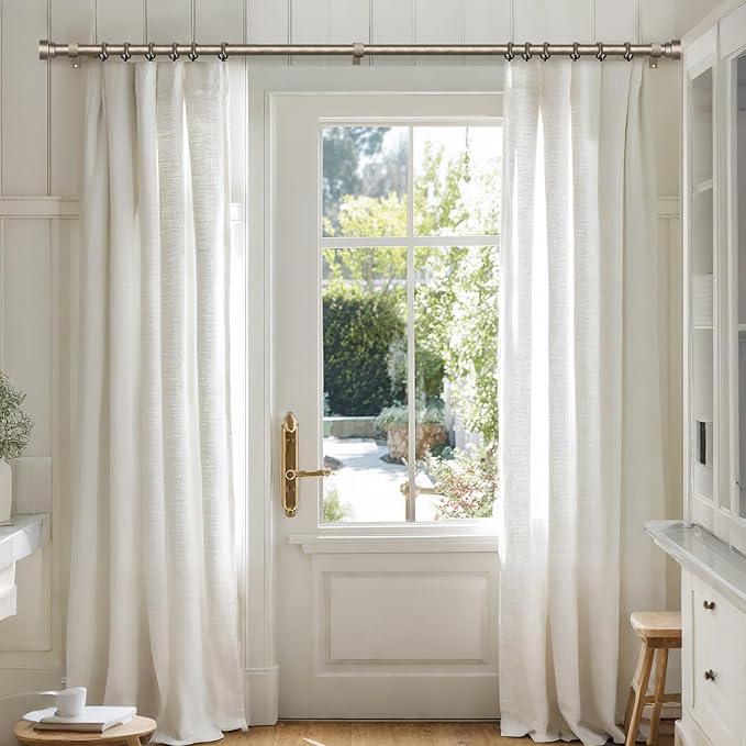 Retro Silver Curtain Rods for Windows 72 to 144 Inches Adjustable Length Heavy Duty 1" Diameter Window Curtain Rod with Decorative Finials for Outdoor Bedroom Kitchen Living Room Farmhouse