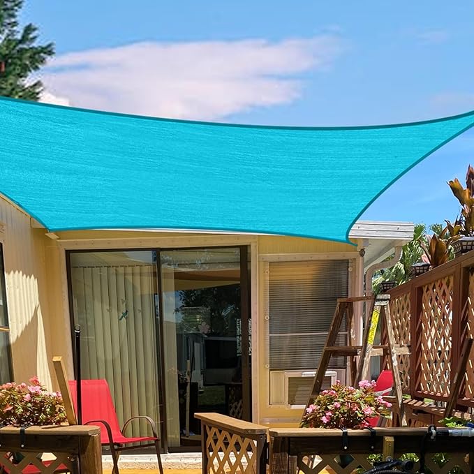 SUNLAX Sun Shade Sail 8' x 10' Turquoise Blue Rectangle Canopy Sail Shade Cover UV Block Permeable Sunshade Outdoor for Patio Backyard (We Make Custom Size)