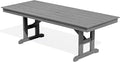 SERWALL Outdoor Dining Table, 84" Rectangular Dining Table for 6-10 Person, All Weather HDPE Outdoor Furniture for Backyard, Garden, Gray