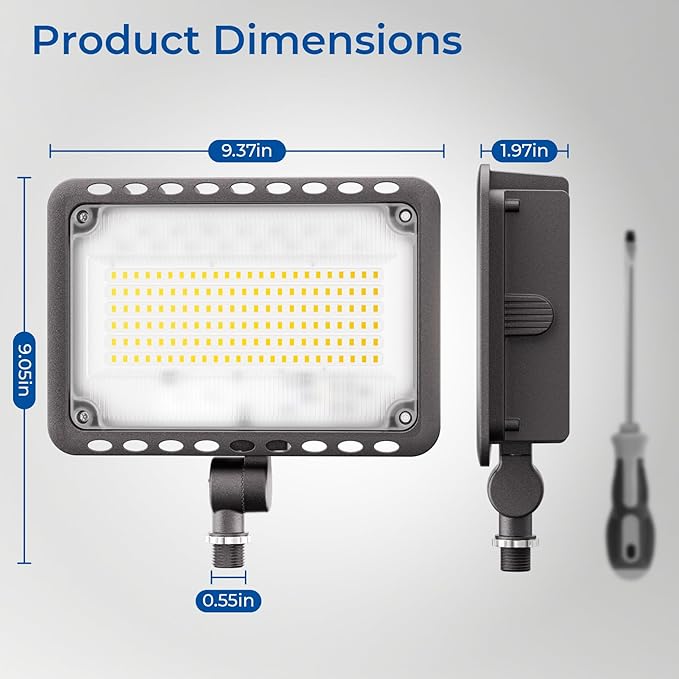 CINOTON 120W LED Flood Lights Outdoor, IP65 Waterproof Exterior Security Wall Lights with 180°Knuckle, 16800LM 120V Outside Aluminum Lighting Fixture for Courtyard Barn Garage 5000K 2 Pack, UL Listed
