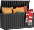 80 Gallon Outdoor Deck Box, Lockable Waterproof Outdoor Storage Boxes For Garden Tools,Indoor Cushions,Accessories Outside Storage Resin Weatherproof Container(Black)