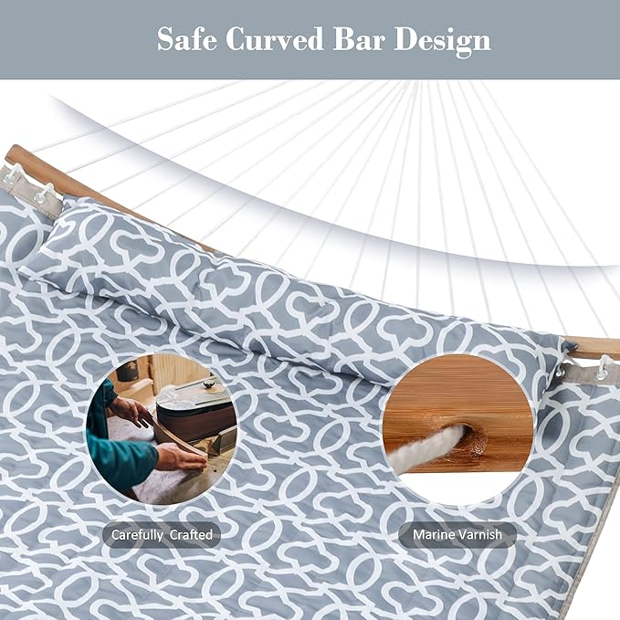 SUNCREAT Hammocks for Outside with Stand, Freestanding Hammock with Frame, 450 lbs Capacity, Grey Pattern