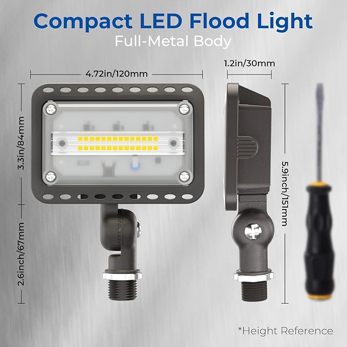 CINOTON 20W LED Flood Lights Outdoor, IP65 Waterproof Exterior Security Wall Lights with 180°Knuckle, 2800LM 120V Outside Aluminum Lighting Fixture for Patio Porch Barn Garage 5000K 2 Pack, UL Listed