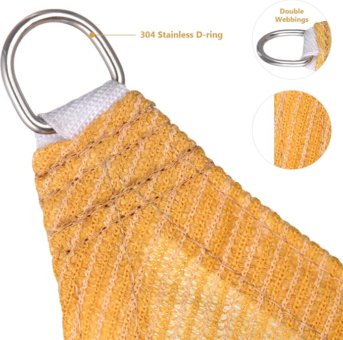 Eden's Decor Straight Flat-Edged Sun Shade Sail Rectangular 8' x 14' Wheat UV-Blocking Outdoor Canopy Fabric Cloth Awning for Pergola Patio Garden Backyard Custom Size