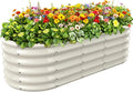 17" Tall Outdoor Garden Raised Garden Bed Kits, 5ft X 2ft Oval,0.8MM Thick Metal Raised Planter Bed/Ground Planter Box for Variety of Flowers,Herbs,Vegetables (Cream White, 60X24X16.5 Inches)