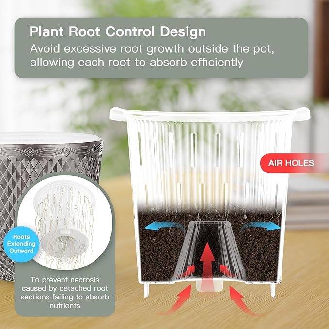 QCQHDU Self Watering Hanging Pots, 2 Pack 7.2 Inch Hanging Planters for Plants Indoor, Outdoor Flower Pots with Drainage Holes and 3 Hooks Chains for Garden Home (Gray)