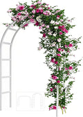 Adorox Metal Garden Arch Trellis for Climbing Plants 7.8ft Outdoor Arch Wedding Halloween Christmas Vine Trellis Pumpkin Archway Assemble Freely 2 Sizes White