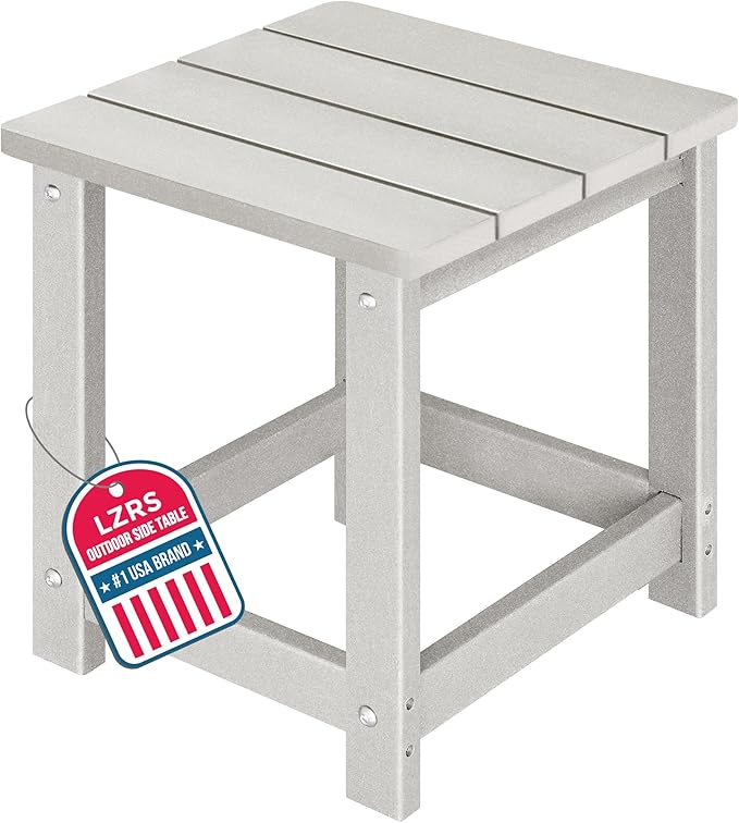 LZRS Adirondack Square Outdoor Side Table for Patio, Pool Composite Patio Table,HDPE End Tables for Backyard,Pool, Indoor Companion, Easy Maintenance & Weather Resistant(Sand)