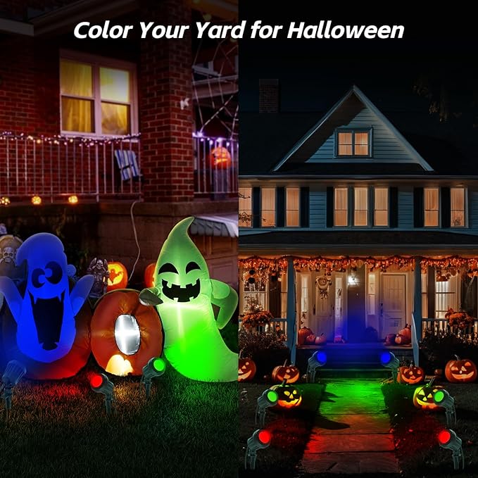 Spotlight Outdoor – 120V Plug-In, 6500K Cool White LED Landscape Lighting with RGB Purple 4 Color Lenses for Yard, Garden, Lawn & Tree Decor on Holidays&Everyday, IP67 Waterproof (1 Pack,Green)