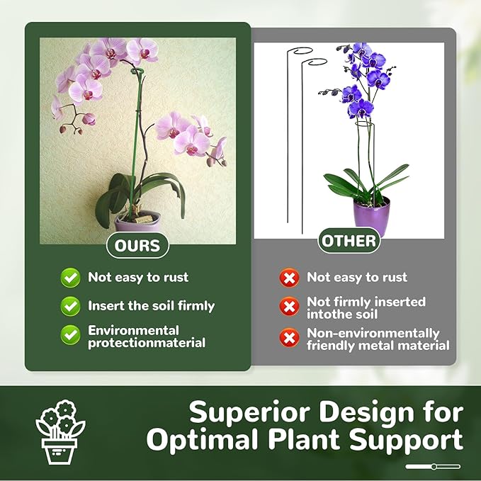 15-Pack Adjustable Plant Support Stakes with Movable Clips, 3-Size(6.7/10.6/14.6in) Green Garden Stakes for Potted Plants Indoor Outdoor, Orchid Tomato Rose Single Stem Support, Sturdy & Reusable