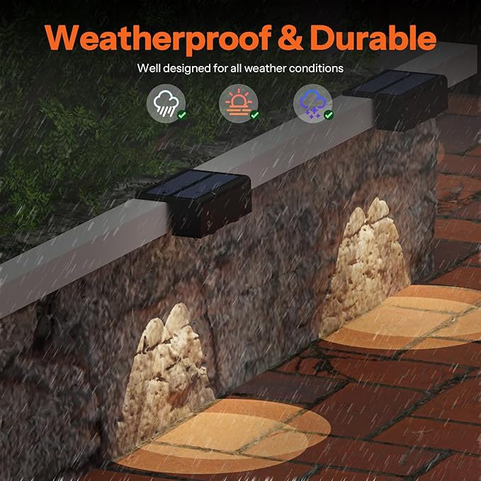 8-Pack Multi-Color Solar Spotlights for Fence & Wall - 30 Lumen High Brightness, 5 Modes (RGB Color Changing + Warm White) | Easy Mount for Steps, Patio, Yard - Matte Black