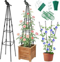 Garden Trellis for Climbing Plants Outdoor - Rustproof Plastic Coated Steel Core Tower Obelisk Trellis - Metal Teepee Trellis Vertical Plant Support for Vines Vegetables Flowers Indoor