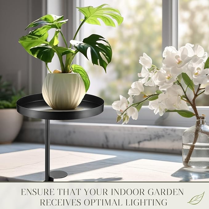 1 Pcs Window Sill Plant Shelf 7.9''D x 14.2''H Adjustable Window Shelf Windowsill Clamp Tray for Indoor Plants Metal Windowsill Extension Tray Planter Floating Shelves for Indoor Outdoor