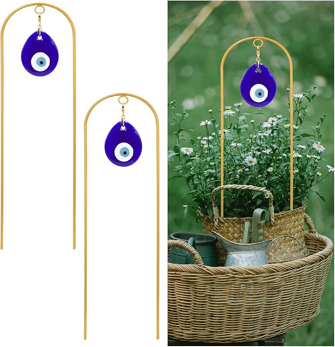 Plant Trellis for Climbing Plants indoor Evil Eye Decorations Mini Metal Houseplant Climber Support for Potted Plants Trellis Metal Yard Art Garden Stakes Decorative Indoor Outdoor 2 Pack Ivy