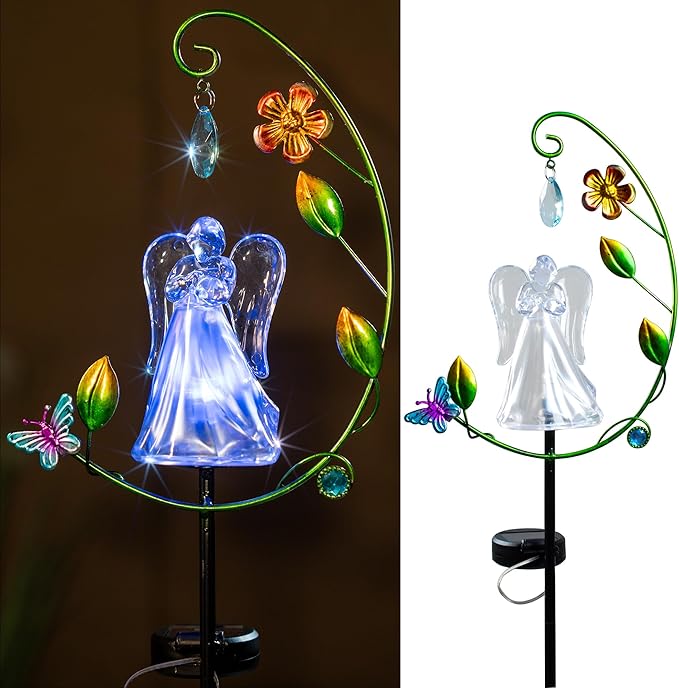Solar Angel Light for Cemetery Decor - Color Changing Memorial Gift, Outdoor Garden Stake Light for Grave, Yard, Patio - Waterproof Sympathy Decoration with LED