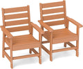 GREENVINES Outdoor Dining Chairs Set of 2 | HDPE | Patio Chair | All-Weather | Teak
